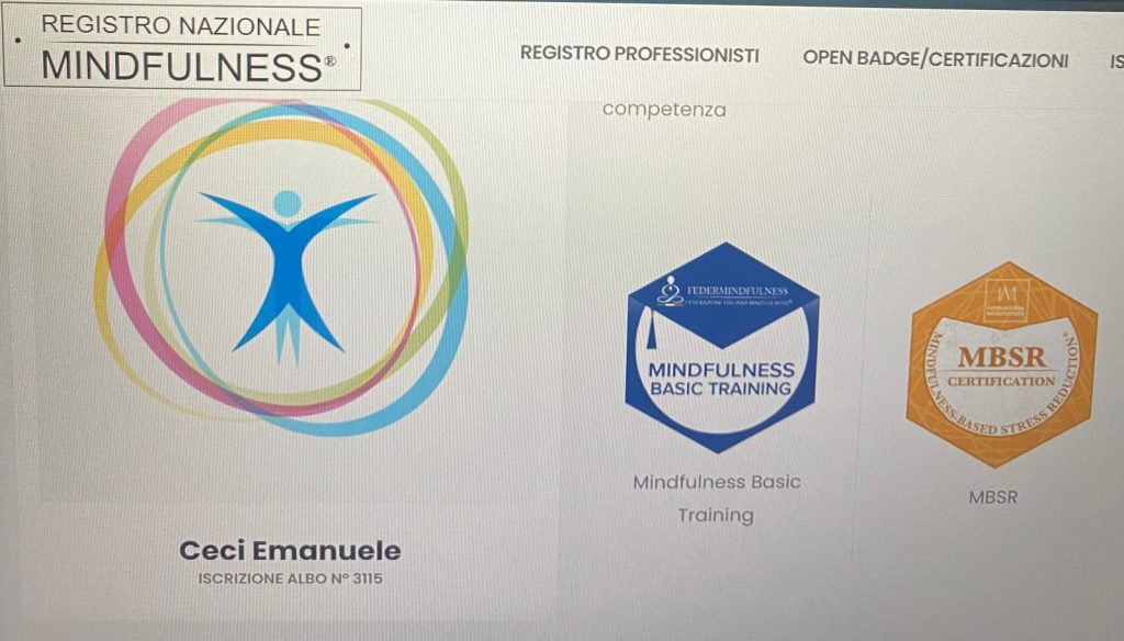 Iscrizione al registro Nazionale Mindfulness N.° 3115